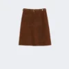 Jupe midi en daim, chocolat Jupe midi en daim, chocolat