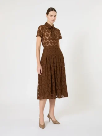 Jupe midi en dentelle, couleur chocolat