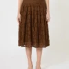Jupe midi en dentelle, couleur chocolat Jupe midi en dentelle, couleur chocolat