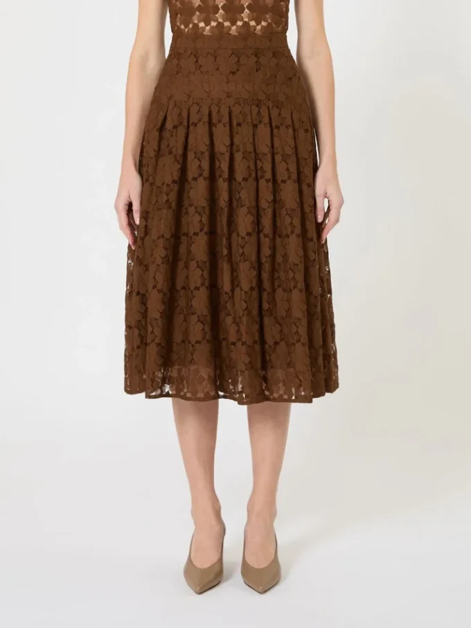 Jupe midi en dentelle, couleur chocolat Jupe midi en dentelle, couleur chocolat
