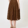 Jupe midi en dentelle, couleur chocolat Jupe midi en dentelle, couleur chocolat