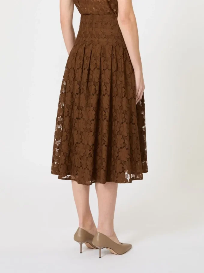 Jupe midi en dentelle, couleur chocolat Jupe midi en dentelle, couleur chocolat