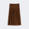 Jupe midi en dentelle, couleur chocolat Jupe midi en dentelle, couleur chocolat