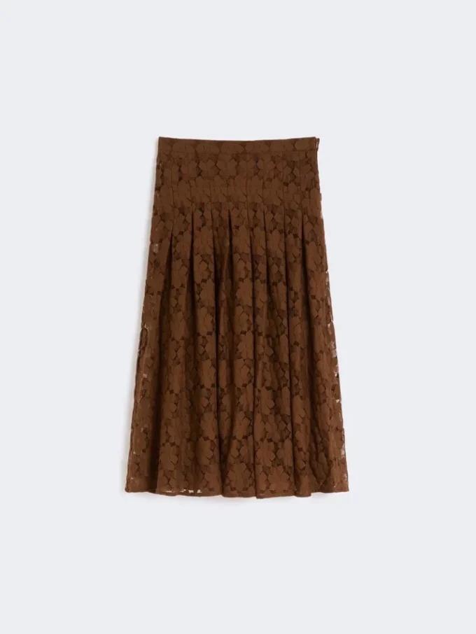 Jupe midi en dentelle, couleur chocolat Jupe midi en dentelle, couleur chocolat