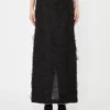 Jupe midi en jacquard de soie, noire Jupe midi en jacquard de soie, noire