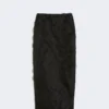 Jupe midi en jacquard de soie, noire Jupe midi en jacquard de soie, noire