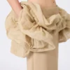 Jupe midi en jersey de viscose à volants, couleur camel Jupe midi en jersey de viscose à volants, couleur camel