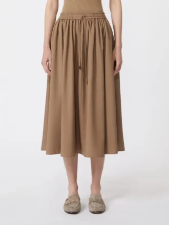 Jupe midi en laine, couleur noisette