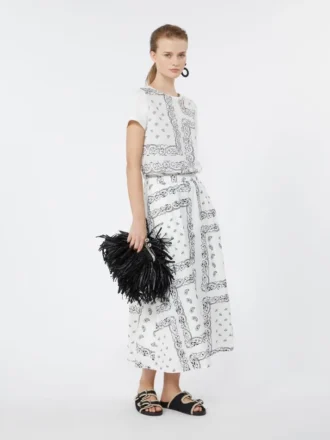 Jupe midi en popeline de coton, blanche