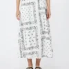 Jupe midi en popeline de coton, blanche Jupe midi en popeline de coton, blanche