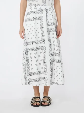 Jupe midi en popeline de coton, blanche