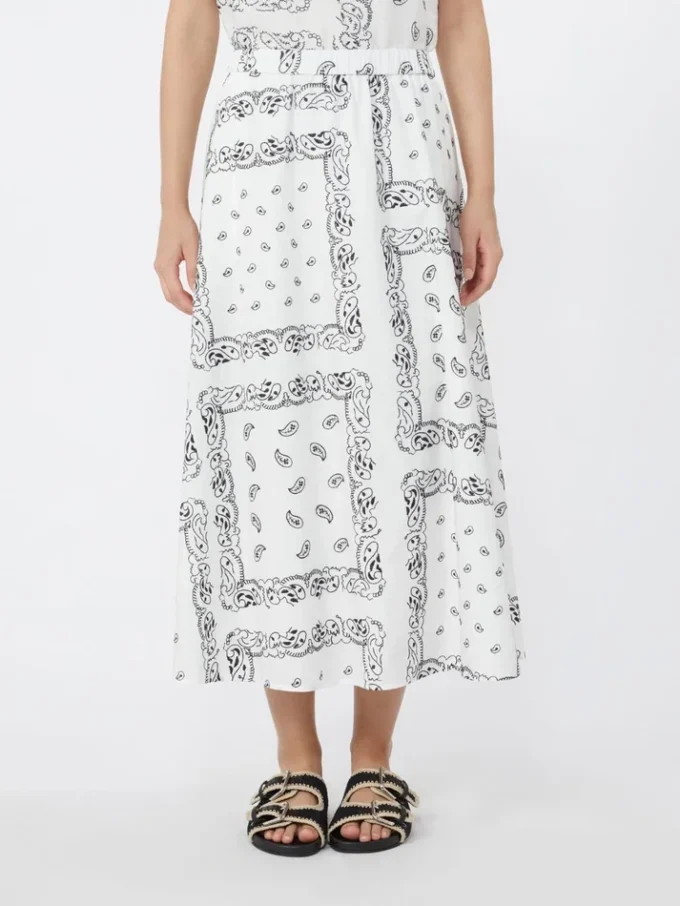 Jupe midi en popeline de coton, blanche Jupe midi en popeline de coton, blanche
