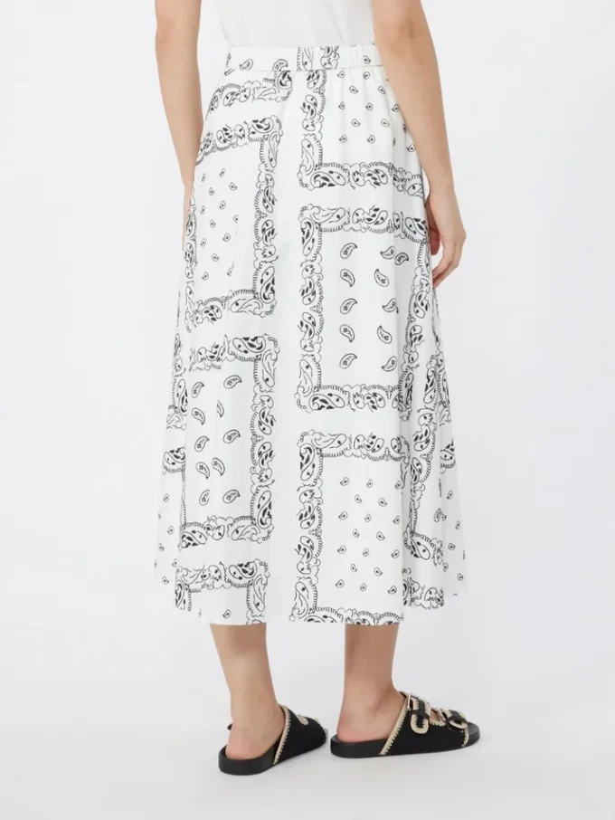 Jupe midi en popeline de coton, blanche Jupe midi en popeline de coton, blanche