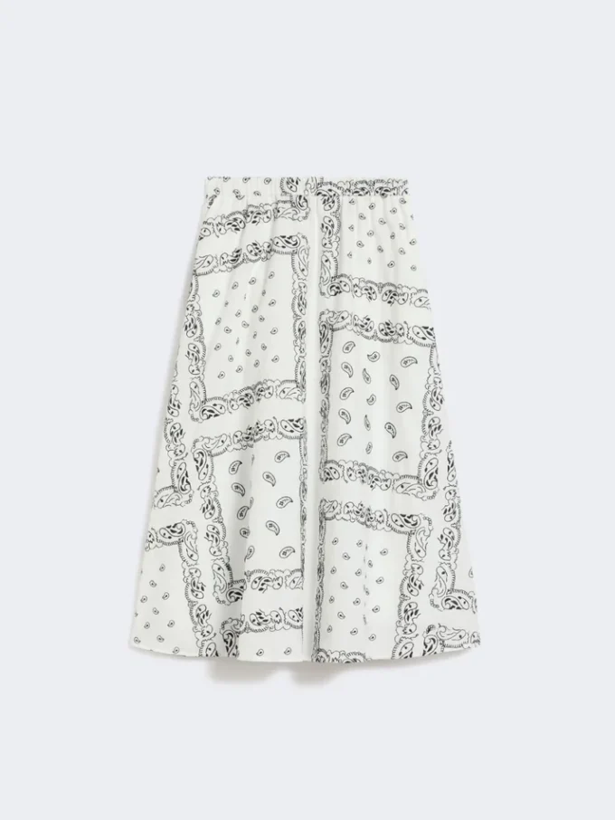 Jupe midi en popeline de coton, blanche Jupe midi en popeline de coton, blanche