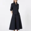 Veste jacquard à fleurs à simple boutonnage, bleu nuit