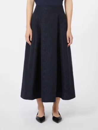 Jupe plissée en jacquard, bleu nuit Jupe plissée en jacquard, bleu nuit