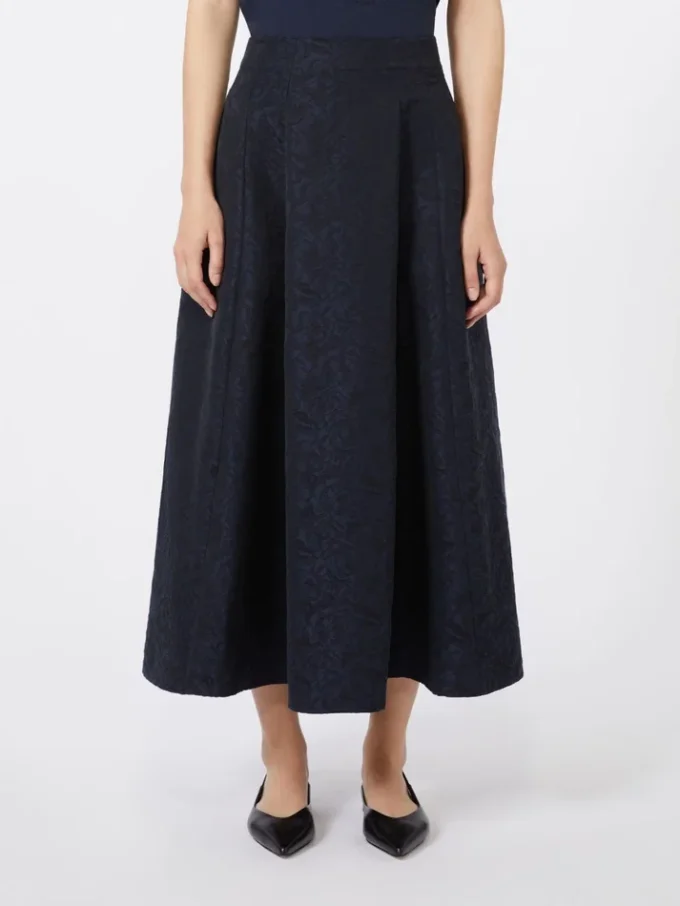 Jupe plissée en jacquard, bleu nuit Jupe plissée en jacquard, bleu nuit