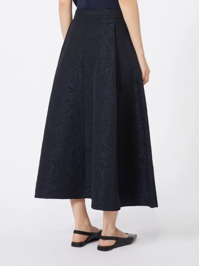 Jupe plissée en jacquard, bleu nuit Jupe plissée en jacquard, bleu nuit