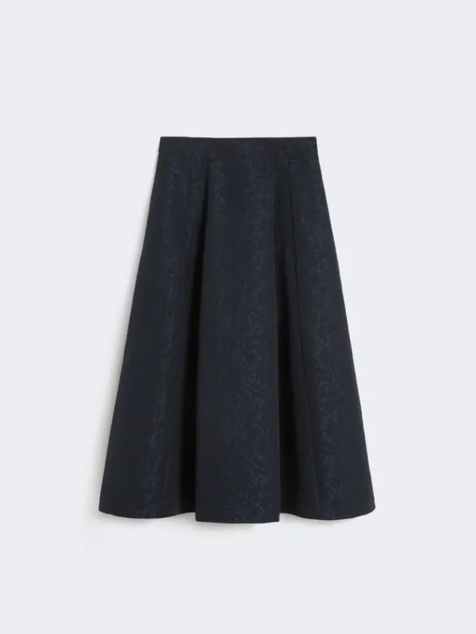 Jupe plissée en jacquard, bleu nuit Jupe plissée en jacquard, bleu nuit