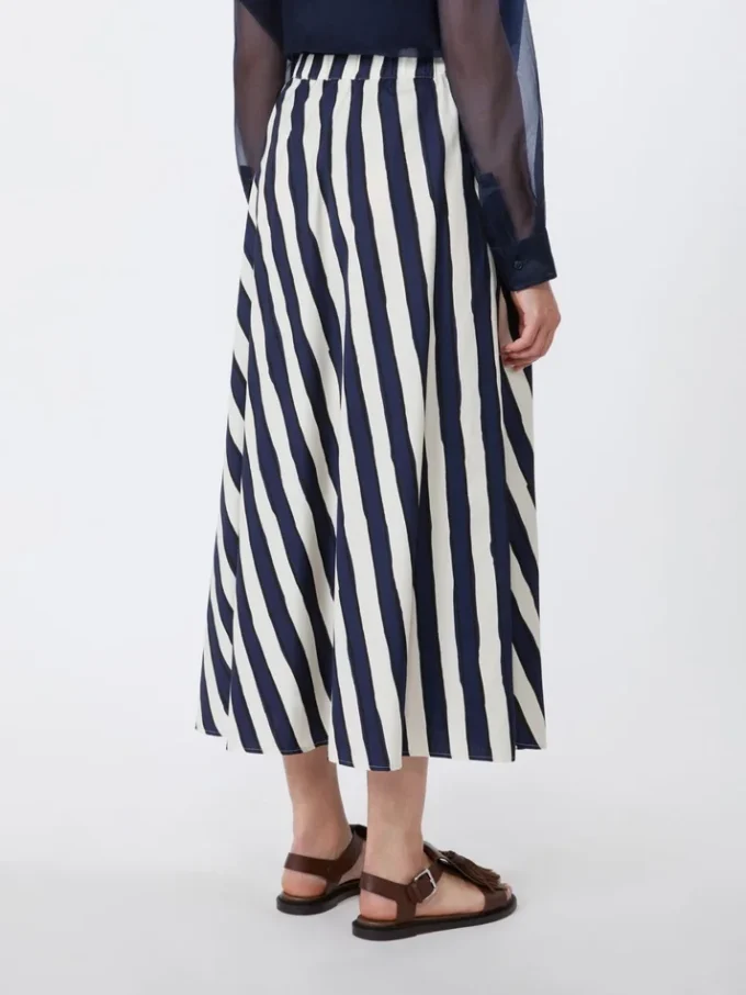 Jupe plissée en popeline imprimée, bleu marine Jupe plissée en popeline imprimée, bleu marine