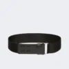 Large ceinture élastique en sangle et cuir, noire Large ceinture élastique en sangle et cuir, noire