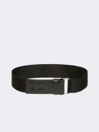 Large ceinture élastique en sangle et cuir, noire Large ceinture élastique en sangle et cuir, noire