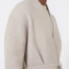 Long cardigan en alpaga et laine, couleur sable Long cardigan en alpaga et laine, couleur sable