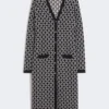 Long cardigan en laine jacquard, bleu outremer Long cardigan en laine jacquard, bleu outremer