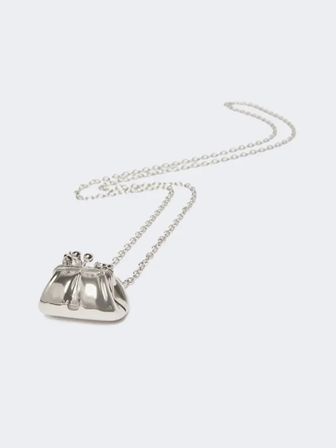 Long collier avec grand pendentif en forme de sac Pasticcino, argent Long collier avec grand pendentif en forme de sac Pasticcino, argent