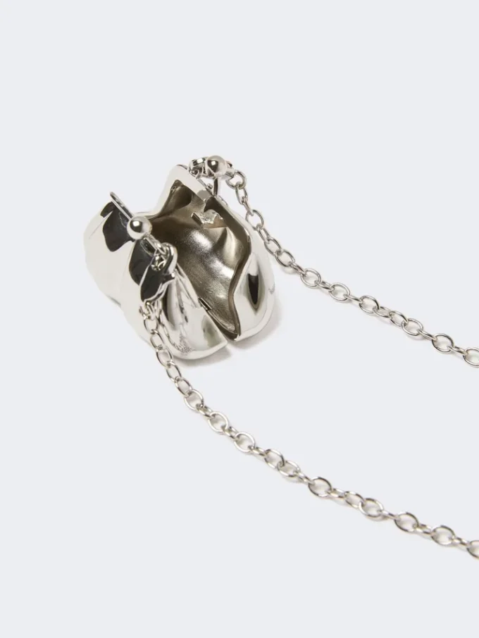 Long collier avec grand pendentif en forme de sac Pasticcino, argent Long collier avec grand pendentif en forme de sac Pasticcino, argent