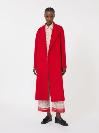 Long manteau en laine, cachemire et soie, rouge