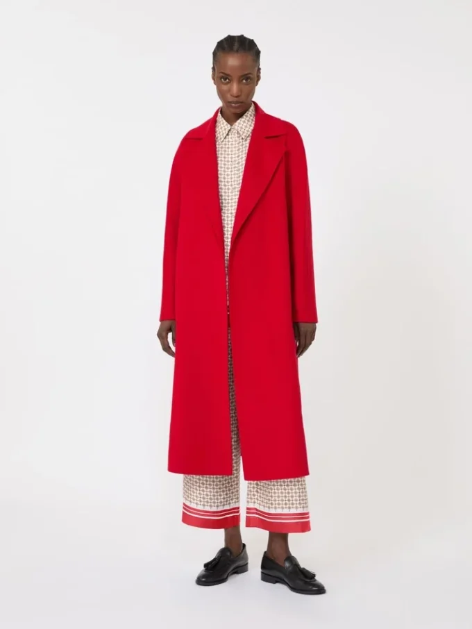 Long manteau en laine, cachemire et soie, rouge Long manteau en laine, cachemire et soie, rouge