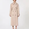 Long trench-coat en sergé déperlant, beige Long trench-coat en sergé déperlant, beige