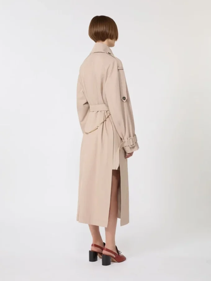 Long trench-coat en sergé déperlant, beige Long trench-coat en sergé déperlant, beige