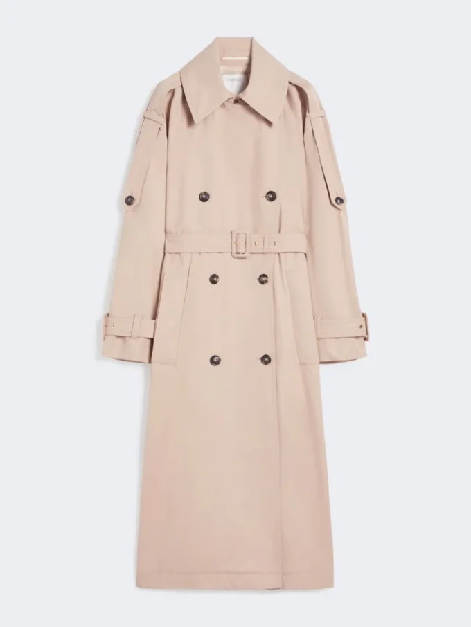 Long trench-coat en sergé déperlant, beige Long trench-coat en sergé déperlant, beige