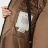 Longue parka matelassée en toile déperlante, couleur tabac Longue parka matelassée en toile déperlante, couleur tabac