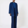 Manteau cache-cœur camel, bleu de Chine Manteau cache-cœur camel, bleu de Chine