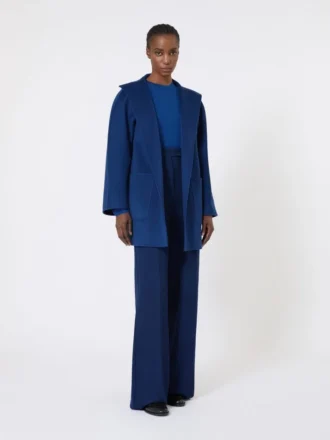 Manteau cache-cœur camel, bleu de Chine