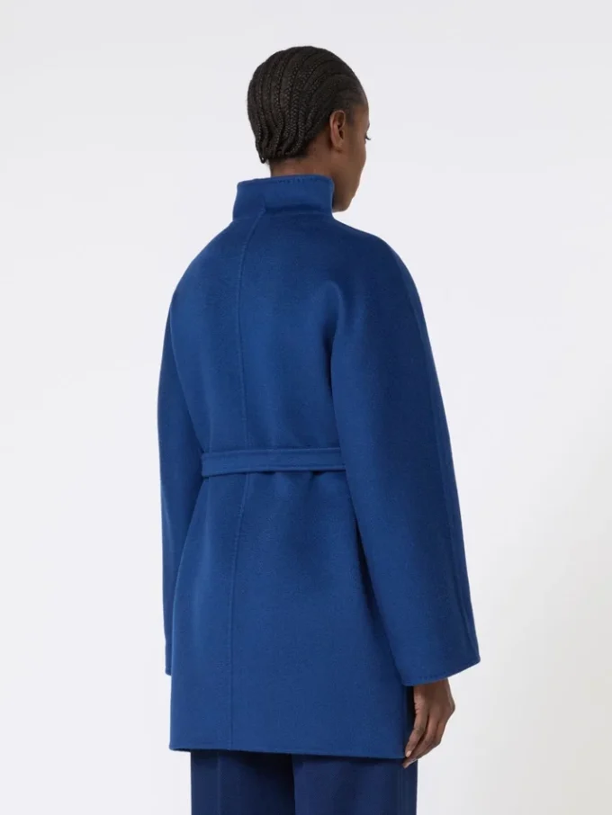 Manteau cache-cœur camel, bleu de Chine Manteau cache-cœur camel, bleu de Chine
