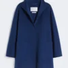 Manteau cache-cœur camel, bleu de Chine Manteau cache-cœur camel, bleu de Chine