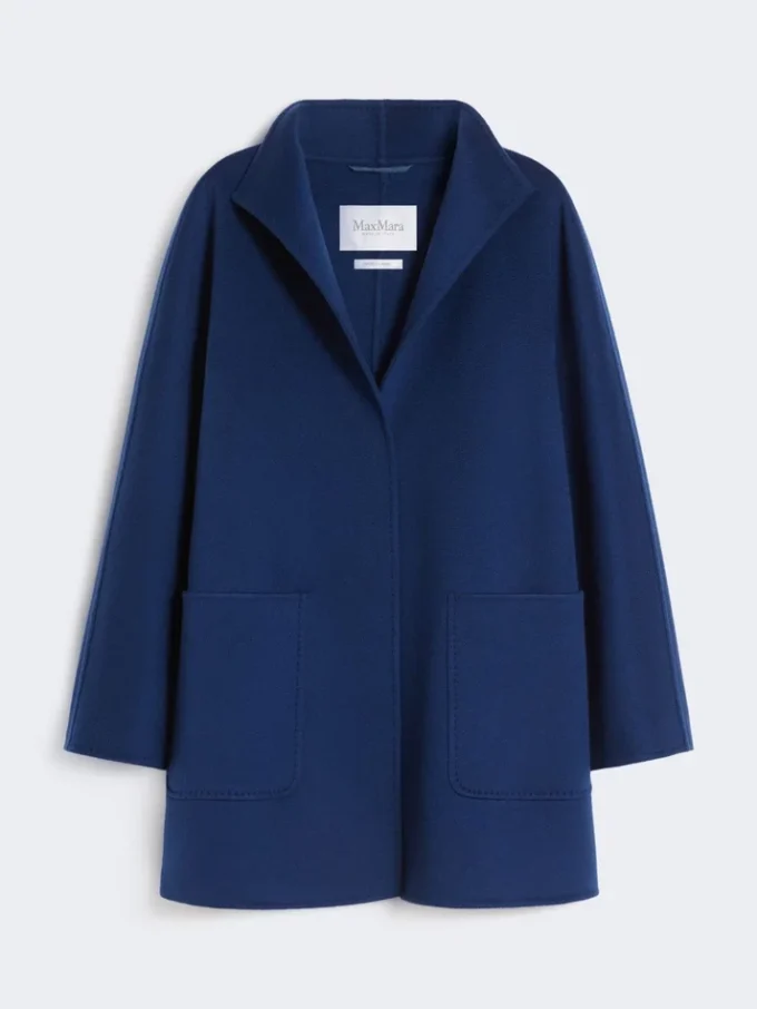 Manteau cache-cœur camel, bleu de Chine Manteau cache-cœur camel, bleu de Chine