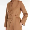Manteau cache-cœur en laine drapée, couleur camel Manteau cache-cœur en laine drapée, couleur camel