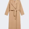 Manteau cache-cœur en laine drapée, couleur camel Manteau cache-cœur en laine drapée, couleur camel