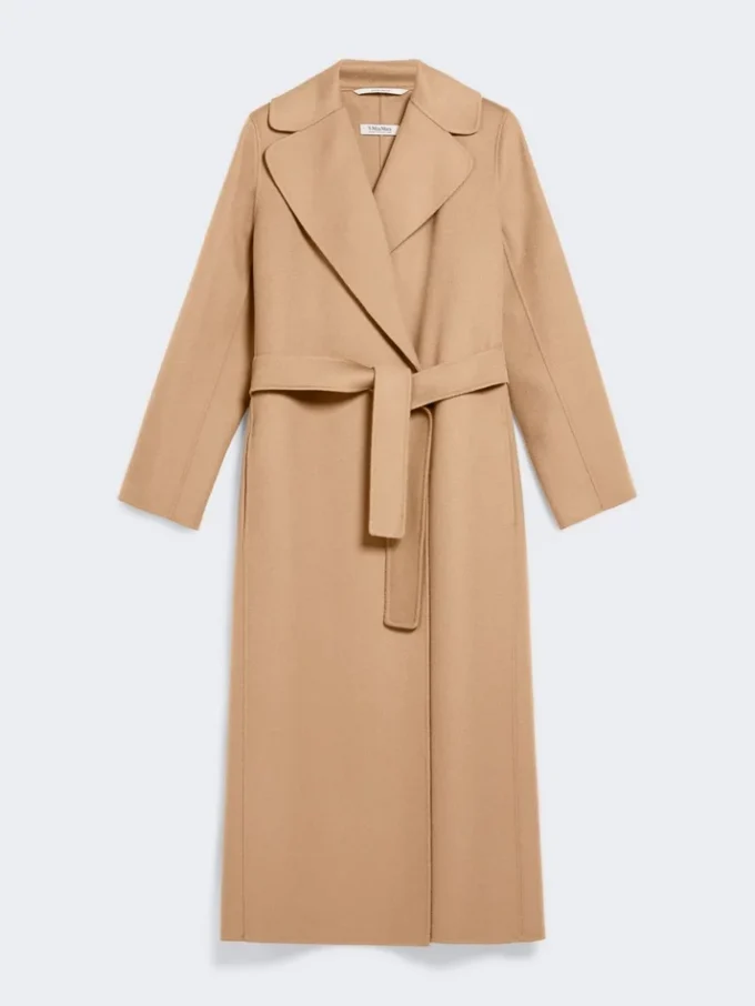 Manteau cache-cœur en laine drapée, couleur camel Manteau cache-cœur en laine drapée, couleur camel