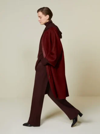 Manteau-cape double face en cachemire, rouge foncé