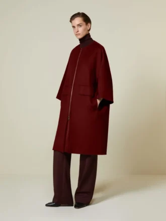 Manteau-cape double face en cachemire, rouge foncé