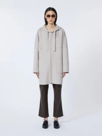 Manteau à capuche en laine Double Face, beige Manteau à capuche en laine Double Face, beige