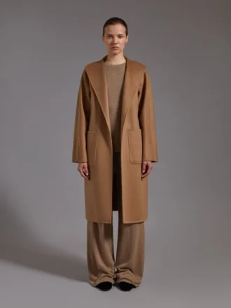 Manteau-cardigan midi en cachemire, couleur camel