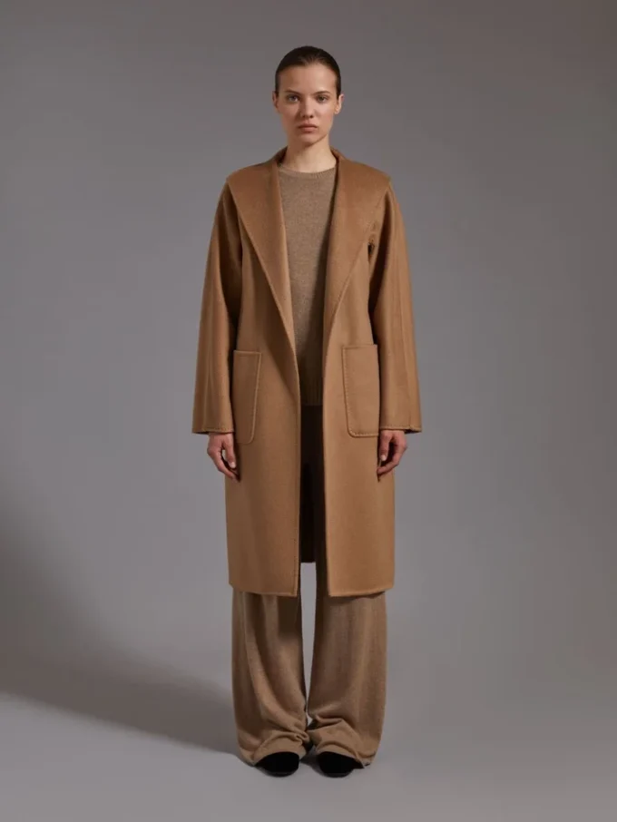 Manteau-cardigan midi en cachemire, couleur camel Manteau-cardigan midi en cachemire, couleur camel