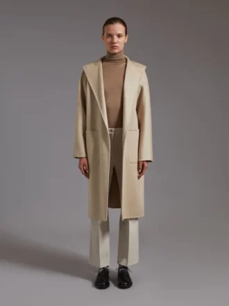 Manteau-cardigan midi en cachemire, couleur sable
